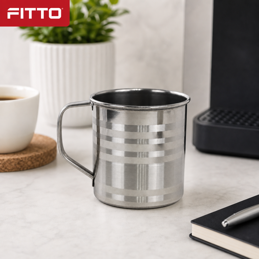 120 Pieces Stainless Steel Water Mug with Handle, Silver, 9 cm