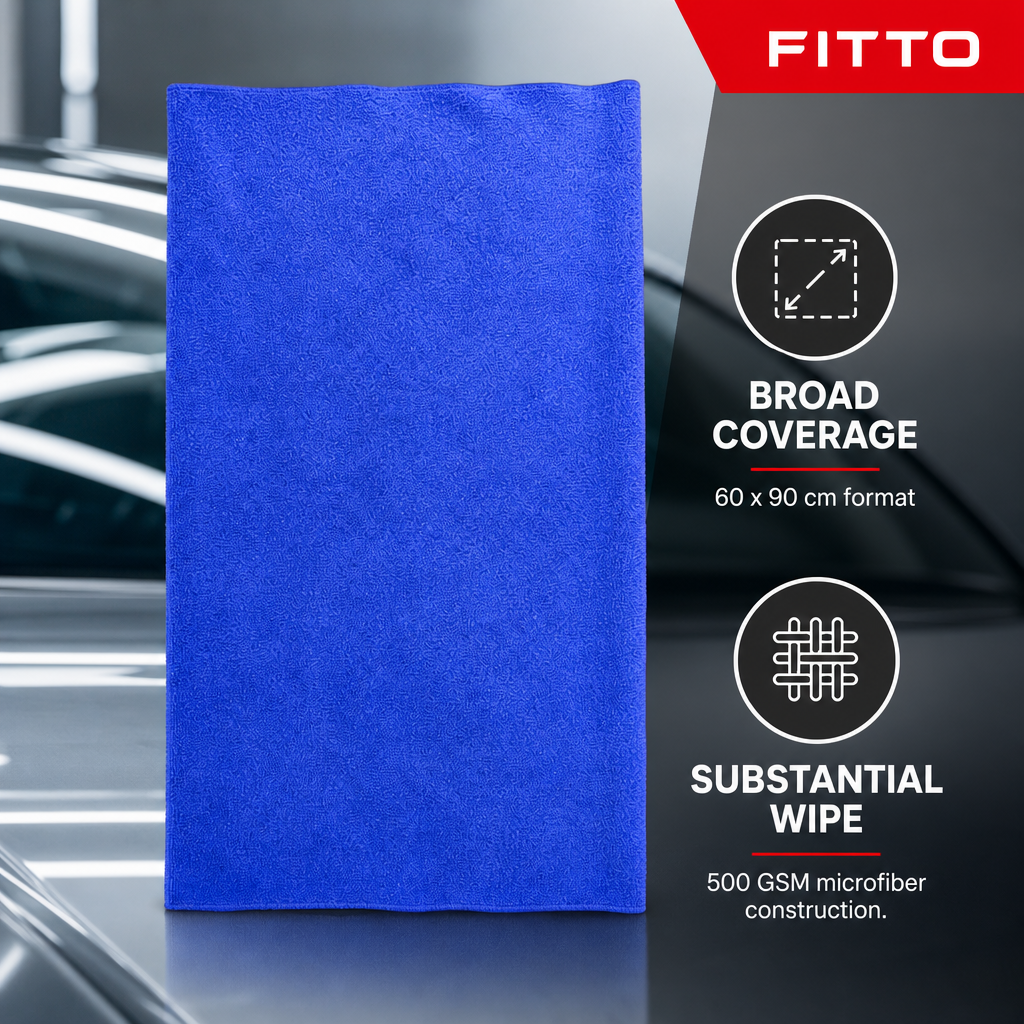 96 Pieces 500 GSM Microfiber Cleaning Cloth, No Stitching, 60 x 90 cm, Blue, 1 Piece