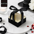 120 Pieces Acrylic Square Box with Ribbon, Black, 9.5 × 9.5 × 9 cm, 1 Piece