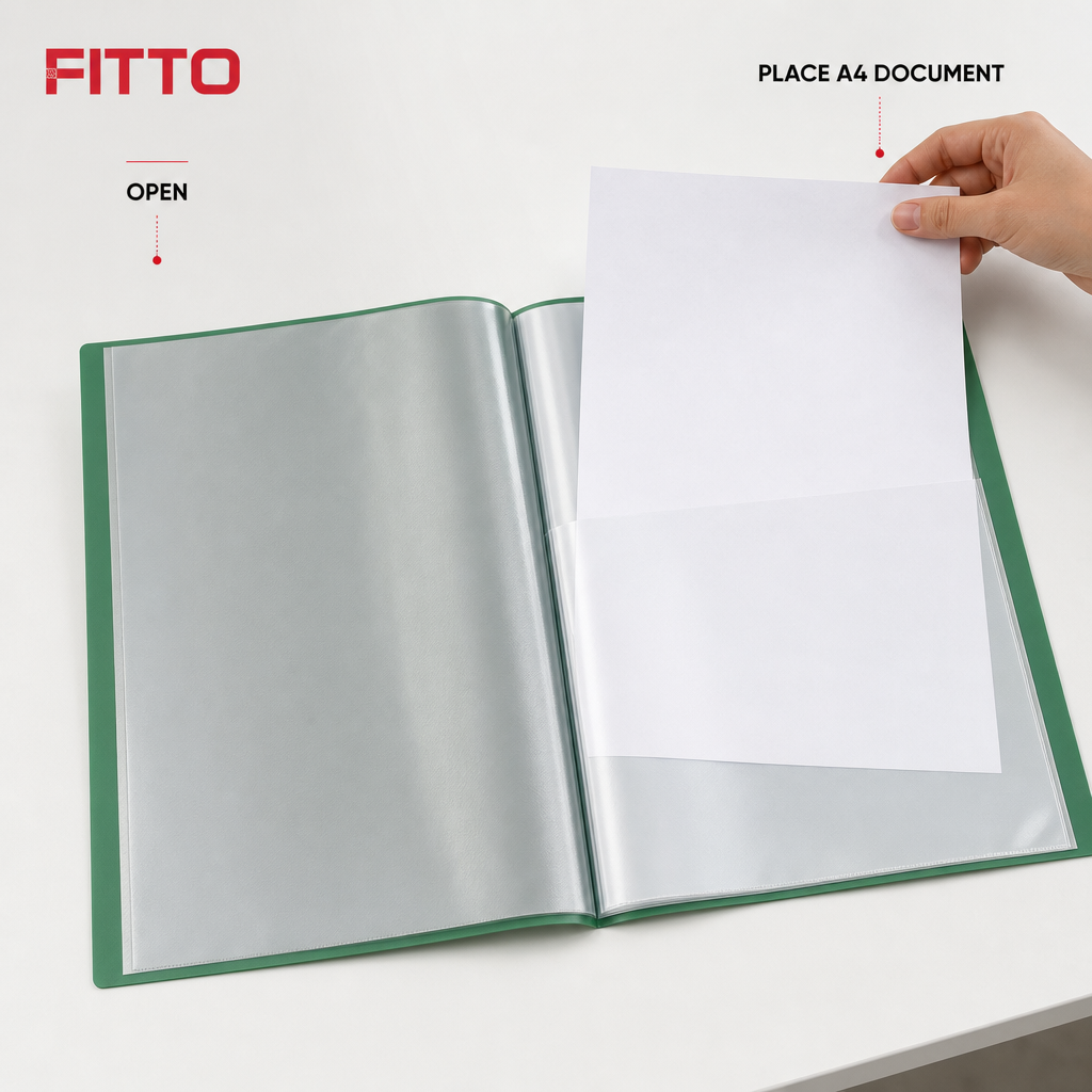 144 Pieces Green A4 Display Book with 10 Sheets, 1 Piece