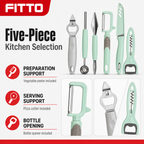 120 Pieces 5-Piece Kitchen Tool Set, Mint and Black Utensils with Vegetable Peeler, Pizza Cutter and Bottle Opener