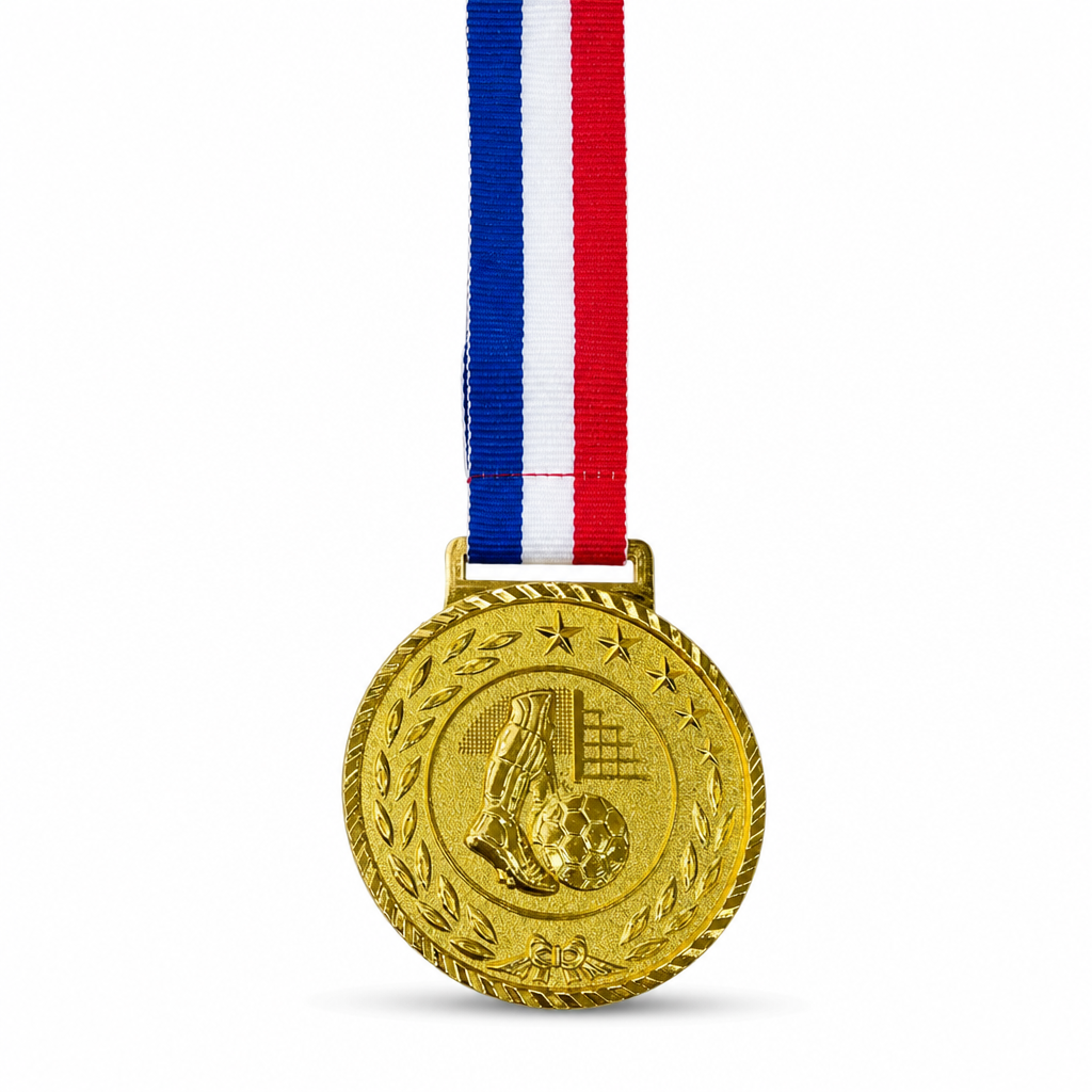 144 Pieces Football Medal with Ribbon, Gold Silver and Bronze Finish, 10 x 8 cm