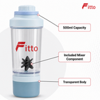 96 Pieces 500ml Shaker Bottle with Mixer, Light Blue