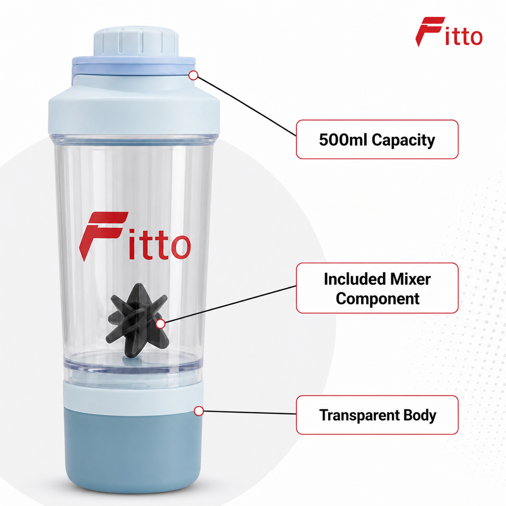 96 Pieces 500ml Shaker Bottle with Mixer, Light Blue