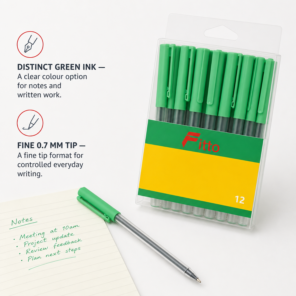 96 Pieces Disposable Roller Pens, 0.7 mm, Green Ink, 12 Pack