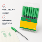 96 Pieces Disposable Roller Pens, 0.7 mm, Green Ink, 12 Pack