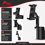 72 Pieces 2-in-1 Car Cup and Phone Holder with Strong Clip Mount and Adjustable Extender, Black