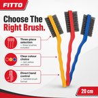 120 Pieces Wire Brush Set, 20 cm, Red Yellow Blue, 3 Pieces for Hand Cleaning and Surface Preparation