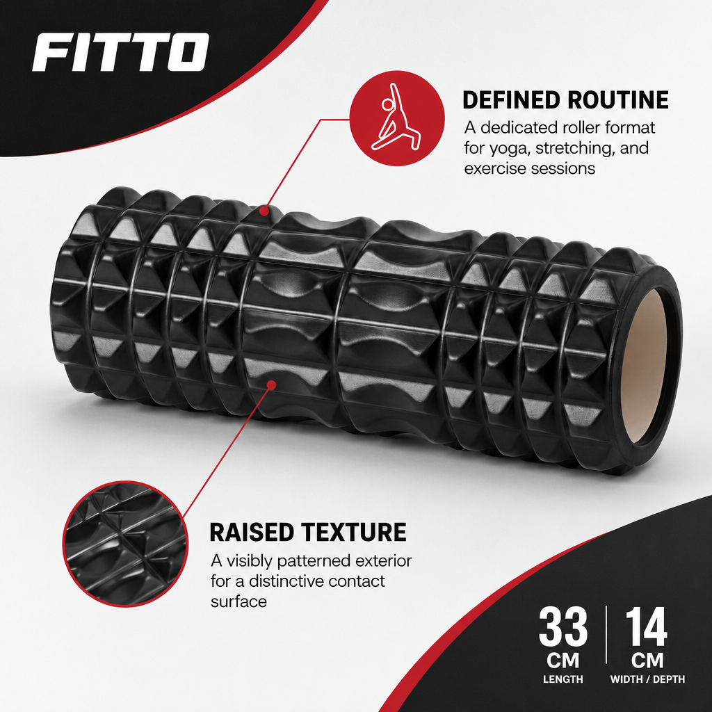 96 Pieces Textured Yoga Roller, 33 cm, Black