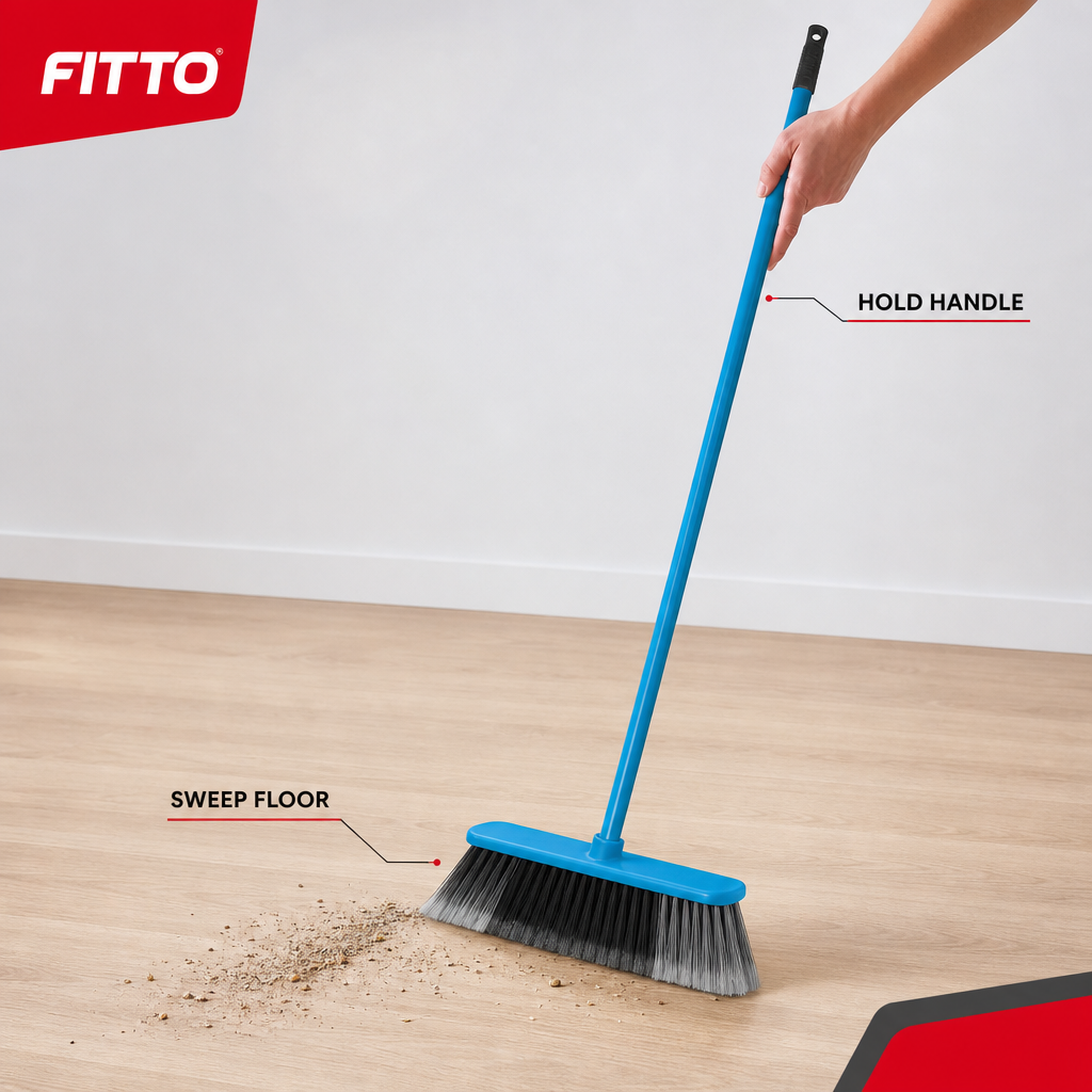 96 Pieces Indoor Broom with Iron Handle, Assorted Colour, 120 cm