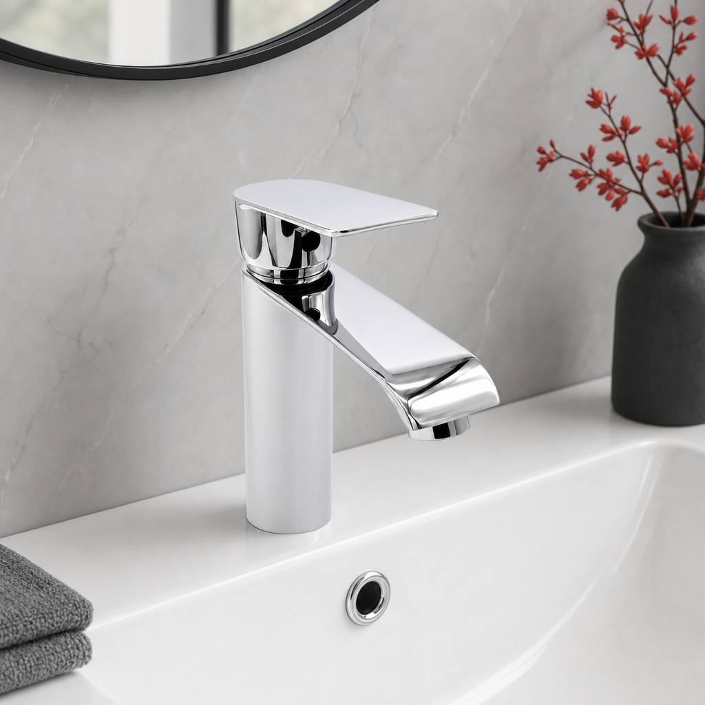 48 Pieces Basin Faucet, 16 cm Height, Chrome Finish, Single Piece