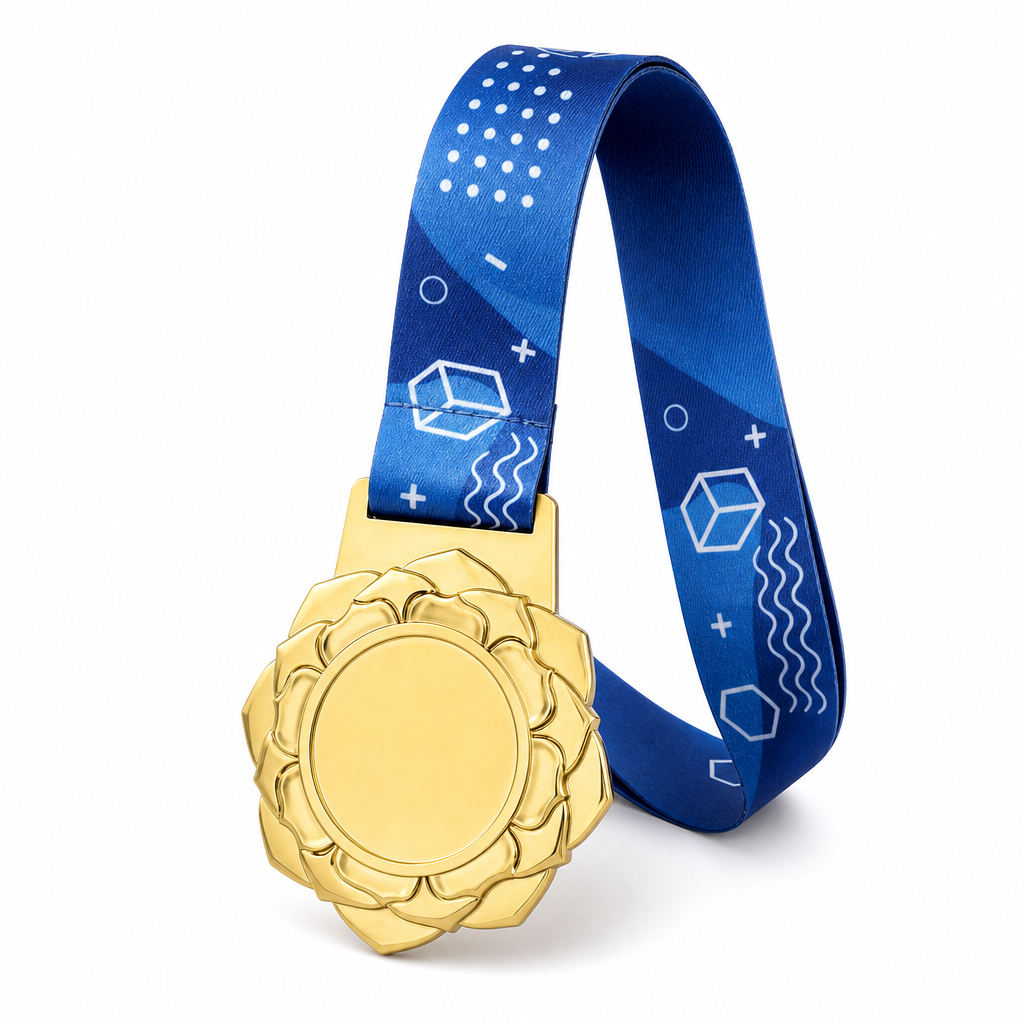 144 Pieces Award Medal with Blue Ribbon, Metallic Finish, 8 x 7 cm