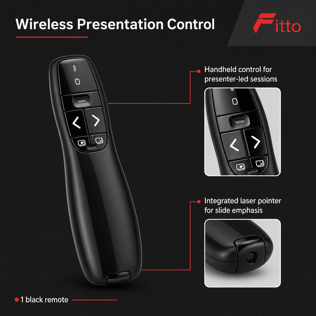 72 Pieces Wireless Presentation Remotes with Laser Pointer, USB Control, Black, 1 Piece