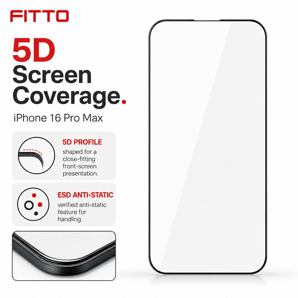 96 Pieces 5D Tempered Glass Screen Protectors for iPhone 16 Pro Max, ESD Anti-Static, 1 Pack