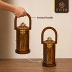 72 Pieces Wooden Decorative Lantern with Handle and Brass-Finish Hardware, Big 24cm