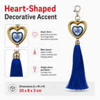 120 Pieces Decorative Heart Charm Keychain with Blue Tassel, Single Novelty Bag Pendant