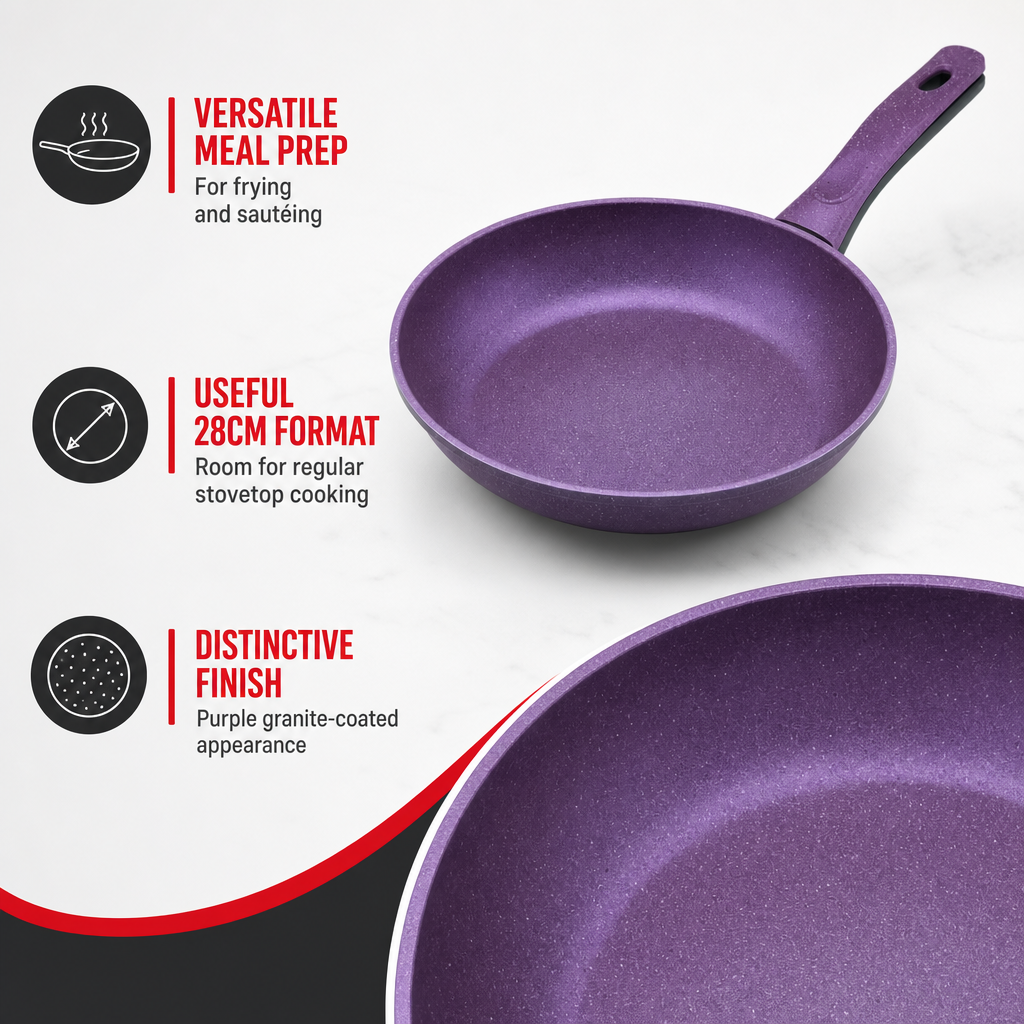72 Pieces Granite-Coated Fry Pan, 28cm Round Cookwares for Stovetop Cooking