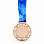 144 Pieces Star Frame Sports Medal with Blue Ribbon, Bronze, 10 x 8 cm