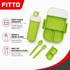 96 Pieces Assorted Colour Rectangular Plastic Lunch Box Set with 450 ml Bottle and Cutlery, 1 Set