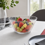 96 Pieces Ribbed Glass Serving Bowl, 228 mm, Clear, 1 Piece