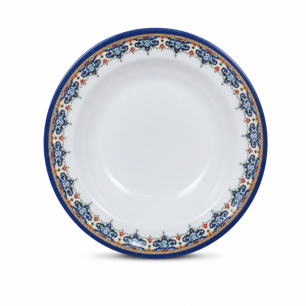 144 Pieces Melamine Dinner Plate, 7 Inch, Round White Plate with Decorative Rim