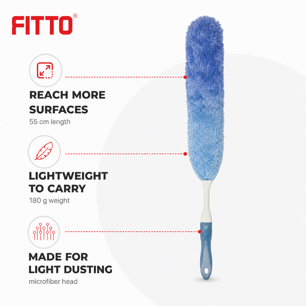 96 Pieces Microfiber Dusters with Long Handle, 55 cm, Assorted Colour for Furniture, Shelves and Household Surfaces