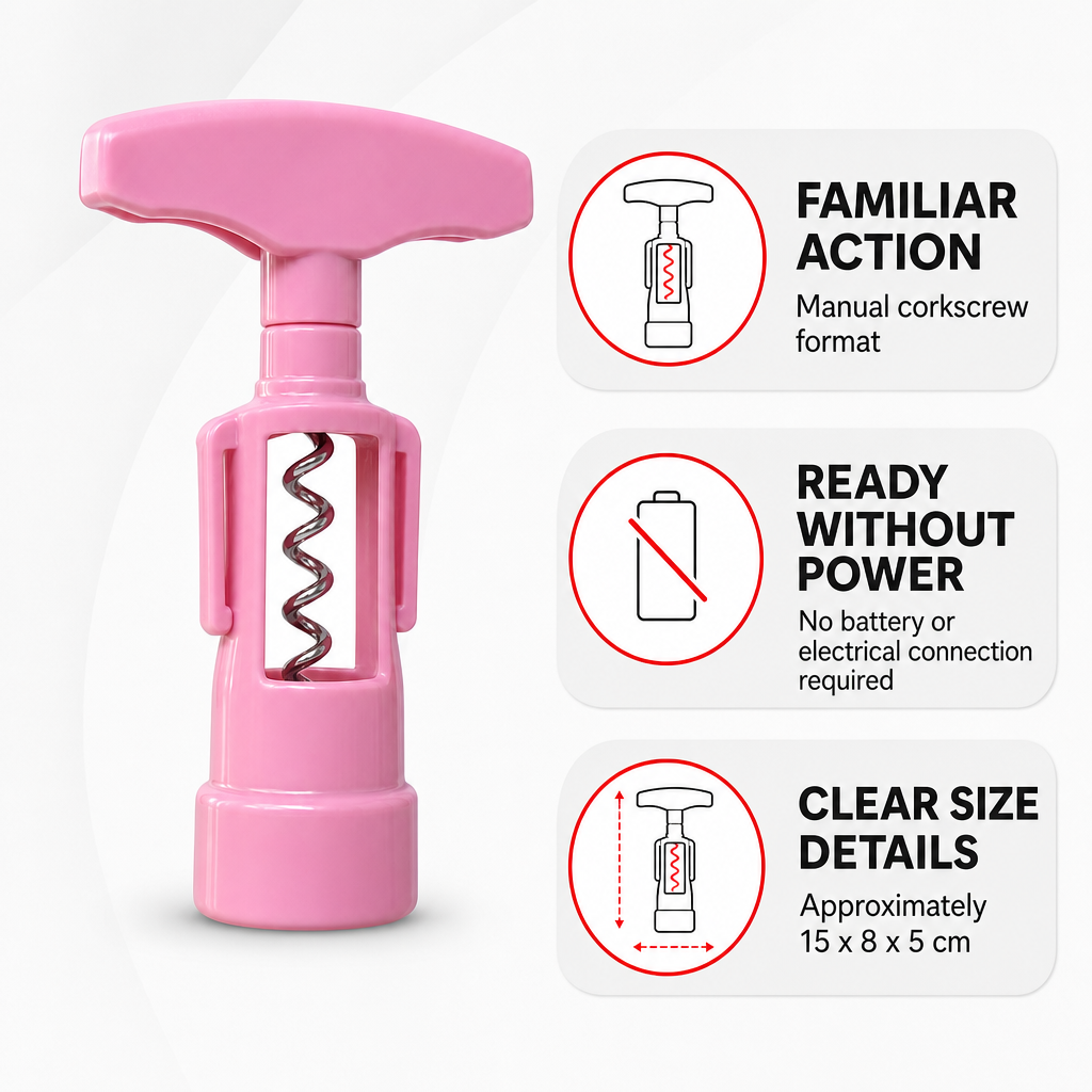 120 Pieces Manual Corkscrew Wine Bottle Opener, Pink, 1 Piece, Compact Handheld Design