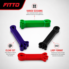 60 Pieces Exercise Loop Resistance Bands Set for Fitness, 4-Piece Set in Green, Purple, Black and Red