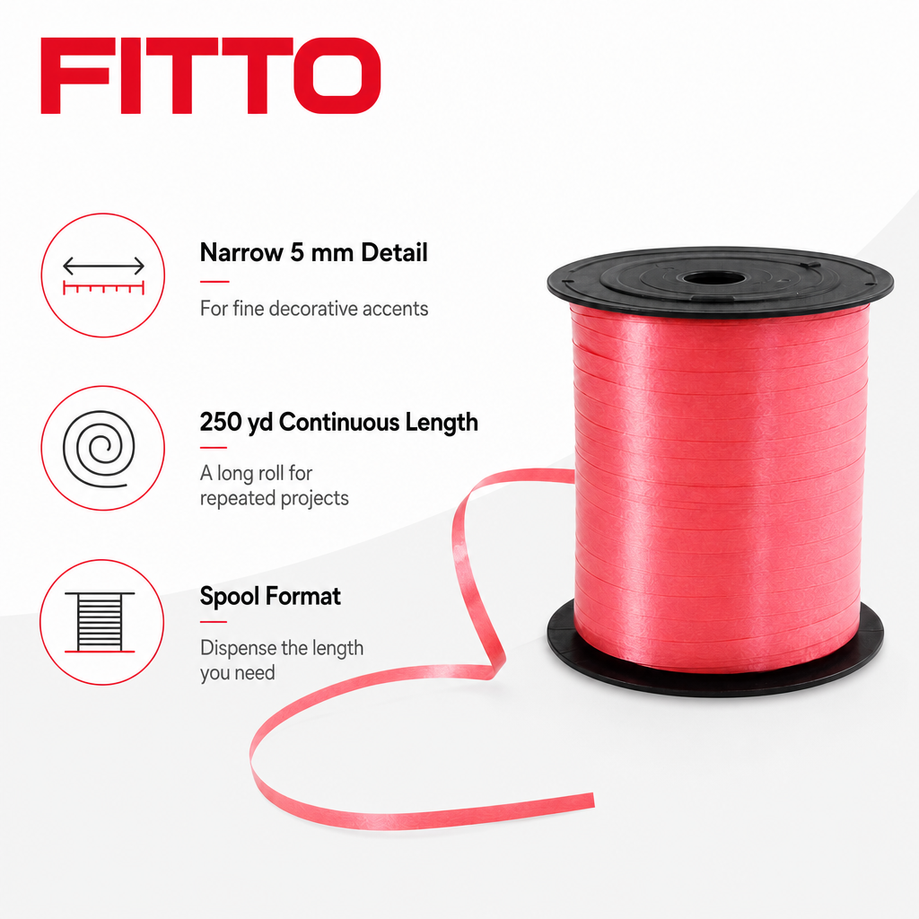144 Pieces Light Red Ribbon Roll, 5 mm x 250 yd, Standard Decorative Ribbon for Crafting and Wrapping