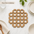 240 Pieces Bamboo Square Lattice Table Mats, Natural Finish, 19 × 19 cm, 1 Piece