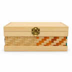 96 Pieces Woven Bamboo Storage Chest with Wooden Frame and Latch, 20 x 13 x 9 cm