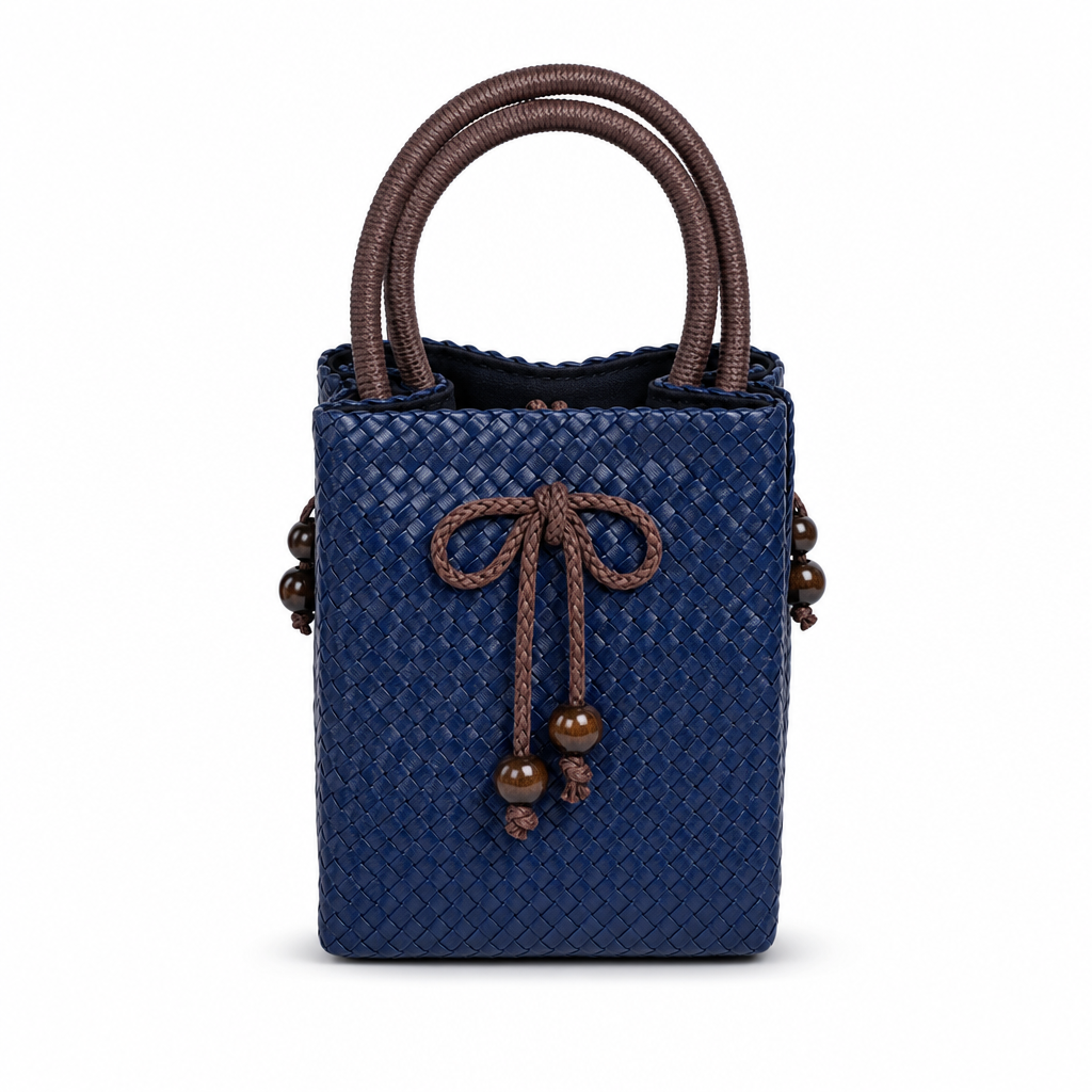 72 Pieces Mini Woven Handbags with Top Handles, Blue, 16 x 13 x 8 cm