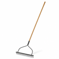 96 Pieces Steel Bow Garden Rake, 148 cm, Black Head with Wooden Handle, 1 Piece