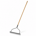 96 Pieces Steel Bow Garden Rake, 148 cm, Black Head with Wooden Handle, 1 Piece