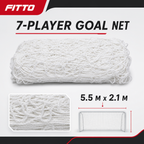 48 Pieces Football Goal Nets for 7-Player Goal Post, 5.5 m x 2.1 m, White Replacement Net
