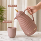 60 Pieces Plastic Vacuum Flask with Glass Refill, 1 Litre, Rose Pink