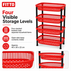 72 Pieces 4-Tier Plastic Storage Basket Rack, Red, 40 x 30 x 22 cm