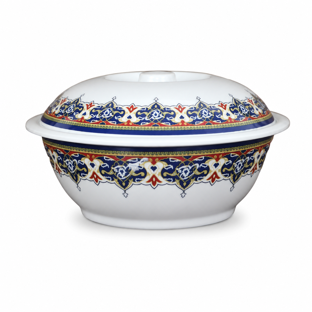 96 Pieces Melamine Serving Bowl with Lid, Decorative Pattern, 8 Inch Round Covered Tablewares for Serving and Presentation