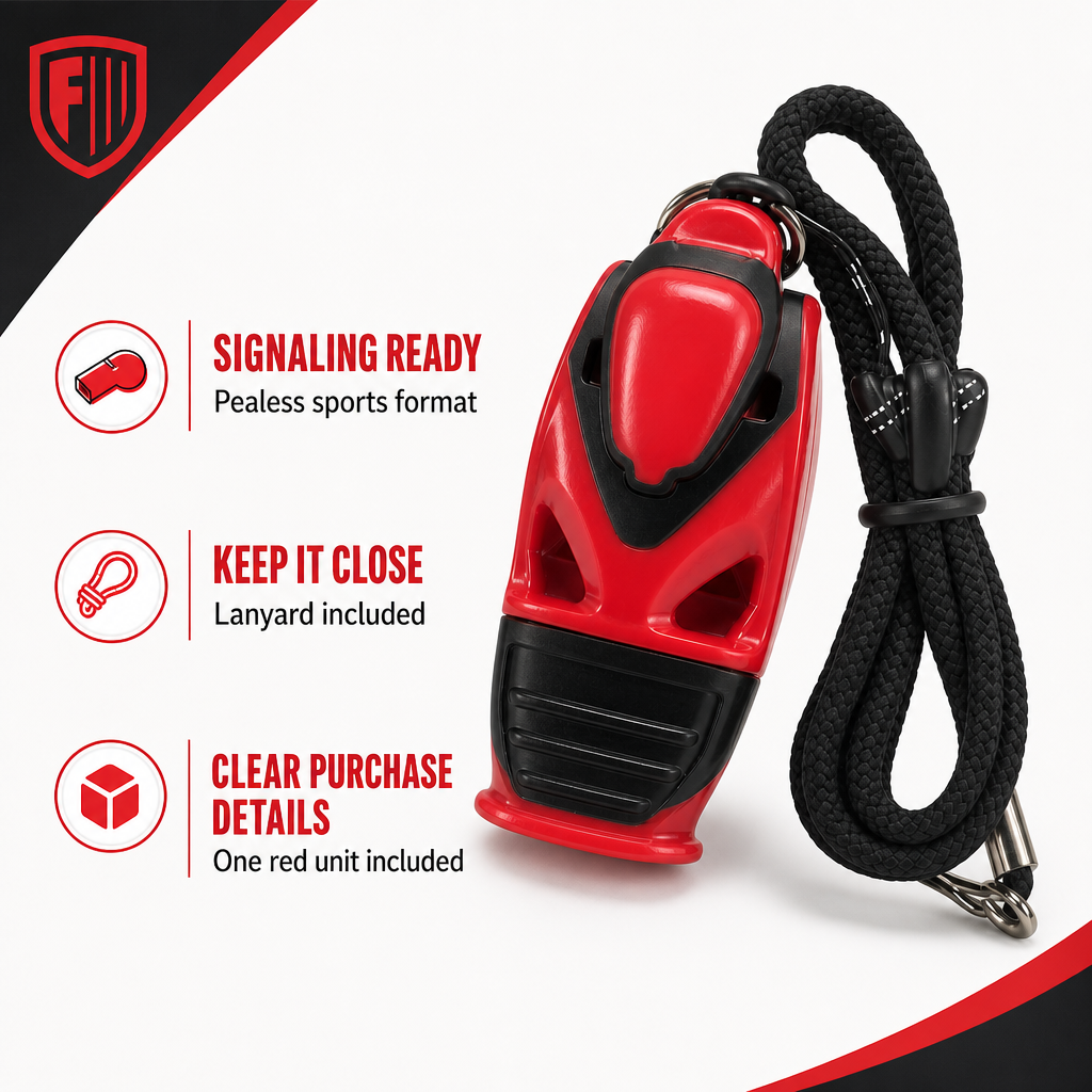 96 Pieces Pealess Sports Whistles with Lanyard, Red
