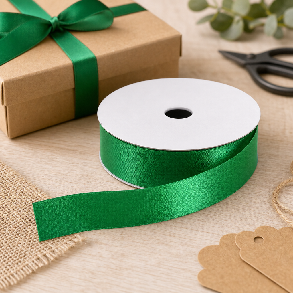 120 Pieces Printed Ribbon Roll, Dark Green, 2.8 cm x 80 yd for Crafts, Decoration and Package Finishing