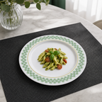 144 Pieces Dinner Plate 6 Inch, White with Green and Yellow Pattern