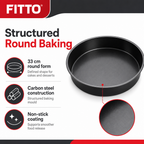 96 Pieces Cake Moulds, Round Carbon Steel Non-Stick Baking Pan, Black, 33 cm, 1 Piece