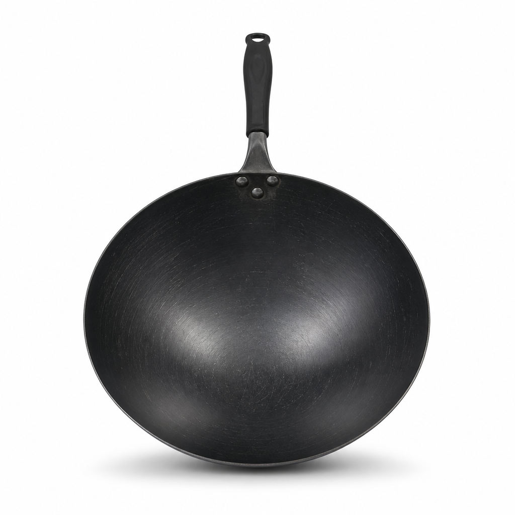 96 Pieces Carbon Steel Wok with Handle, Black, 50 x 36 x 12 cm