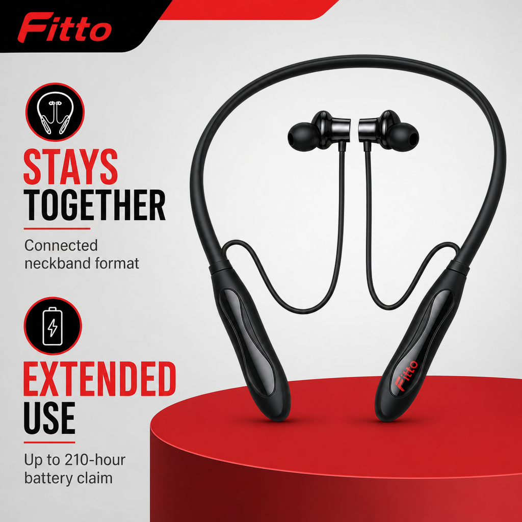 96 Pieces Wireless Sport Neckband Earphones BH-14, Up to 210-Hour Battery, Black