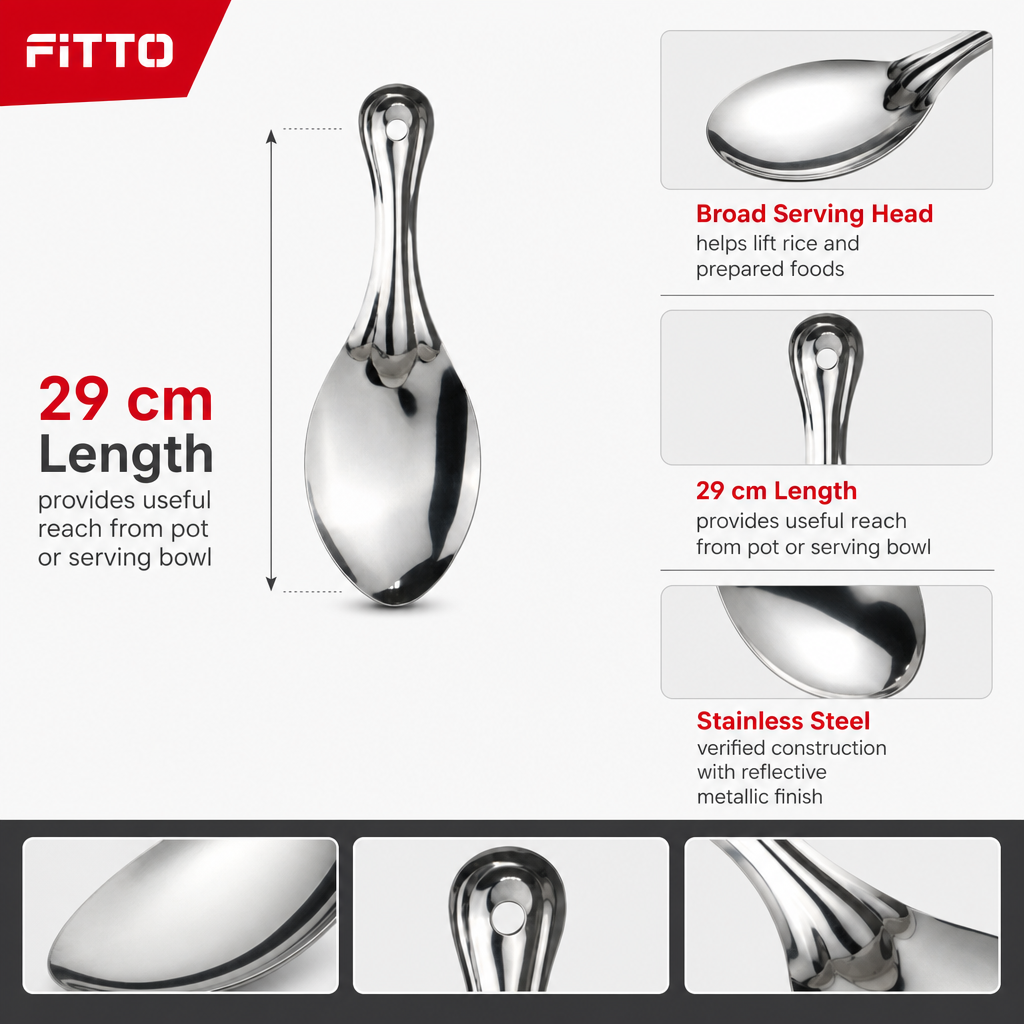 96 Pieces Stainless Steel Rice Serving Spoon, Large 29 cm, 1 Piece