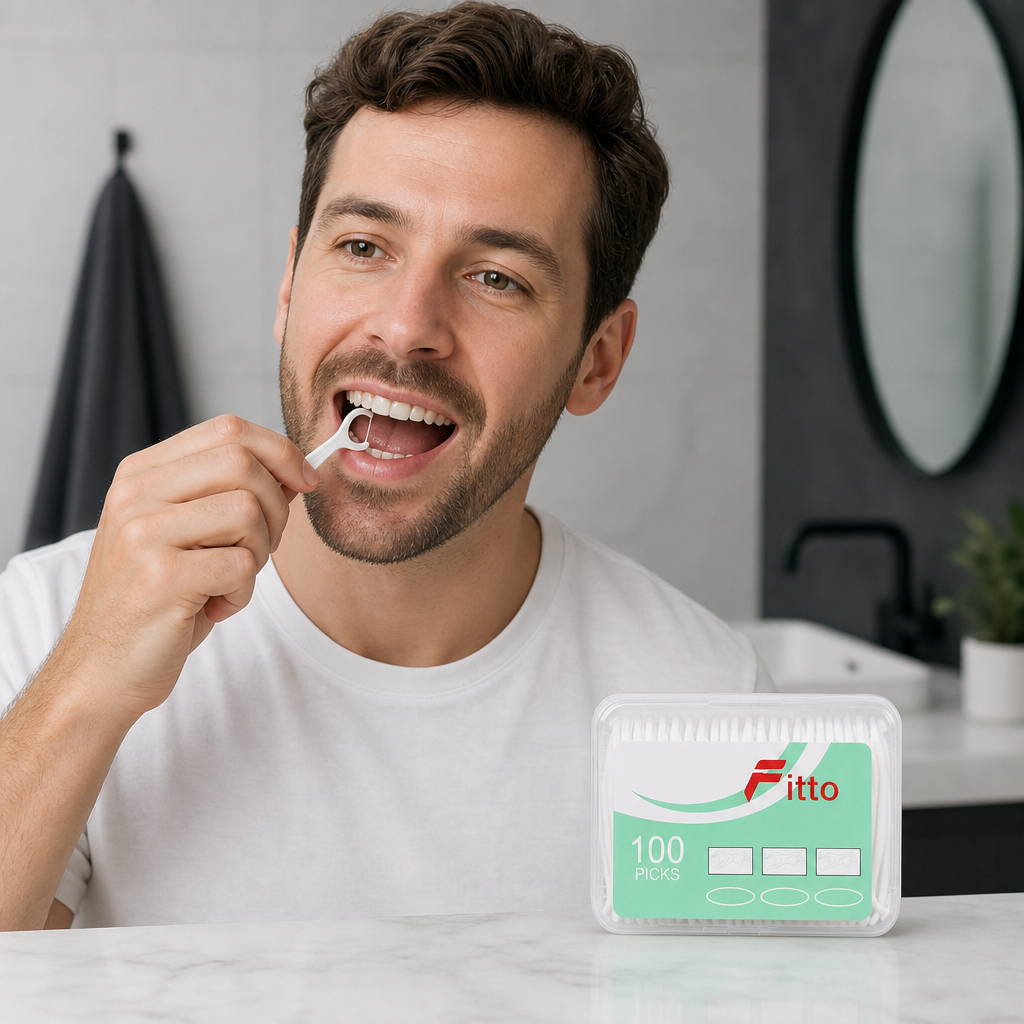 72 Pieces Dental Floss Picks, White Interdental Cleaning Sticks, 100 Pieces per Pack, 6-Pack