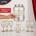 48 Pieces Glass Beverage Dispensers Jug and Tumbler Set, Clear and Gold, 7 Pieces