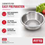 96 Pieces Stainless Steel Colander Bowl, 30 cm, Silver, 1 Piece