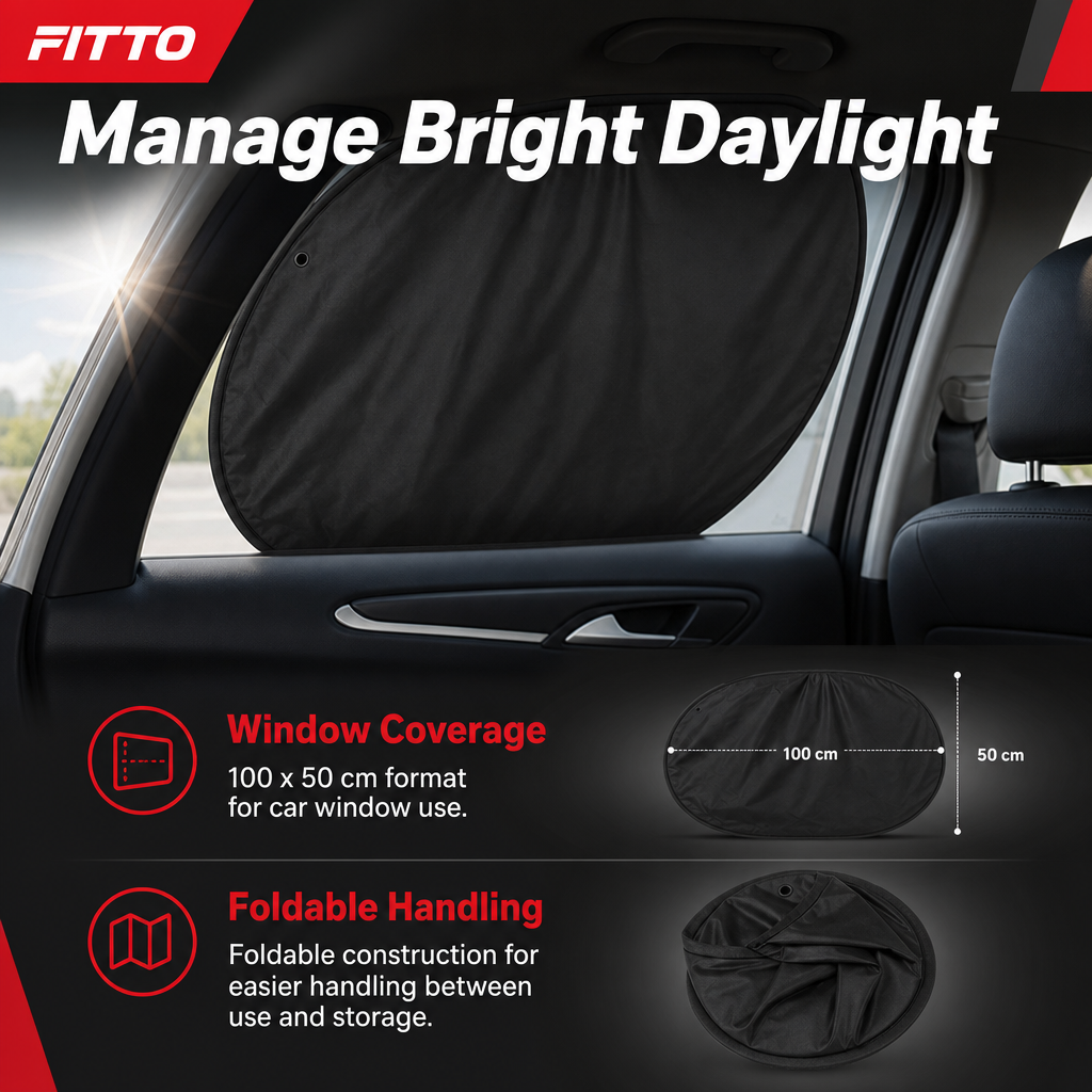 96 Pieces Foldable Car Window Sun Shade, Black, 100 x 50 cm, Single Piece