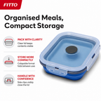 96 Pieces Collapsible Lunch Box with Lid and Side Clips, Blue, 9.7 cm